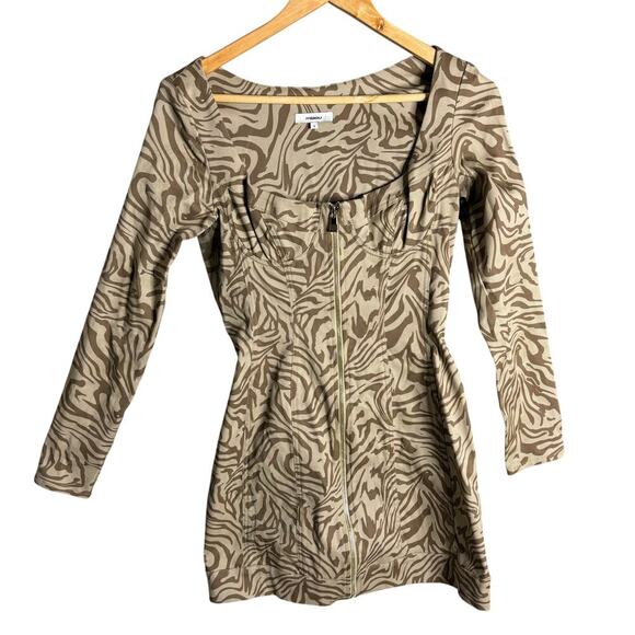 Miaou Dree Mini Dress Tan Zebra Size S - Picture 5 of 8